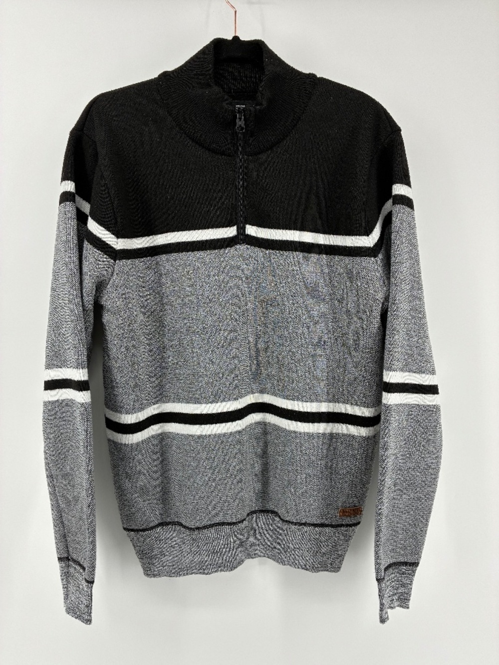 Buffalo David Bitton Black and Gray Mockneck Sweater